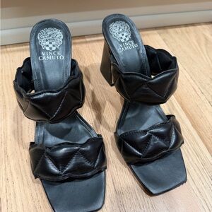 Vince Camuto Black Quilted Heeled Sandals